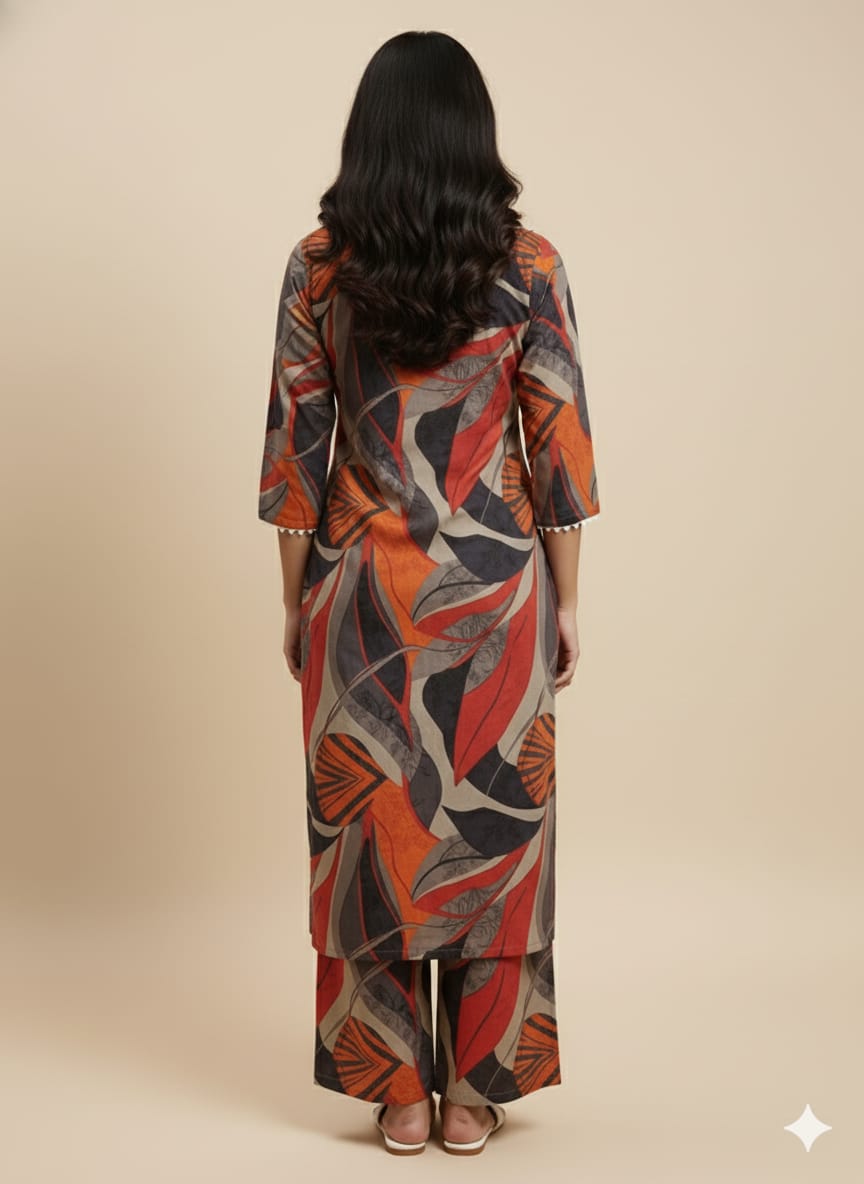 Women's Printed Cotton Kurta and Palazzo Set - Suit Sets