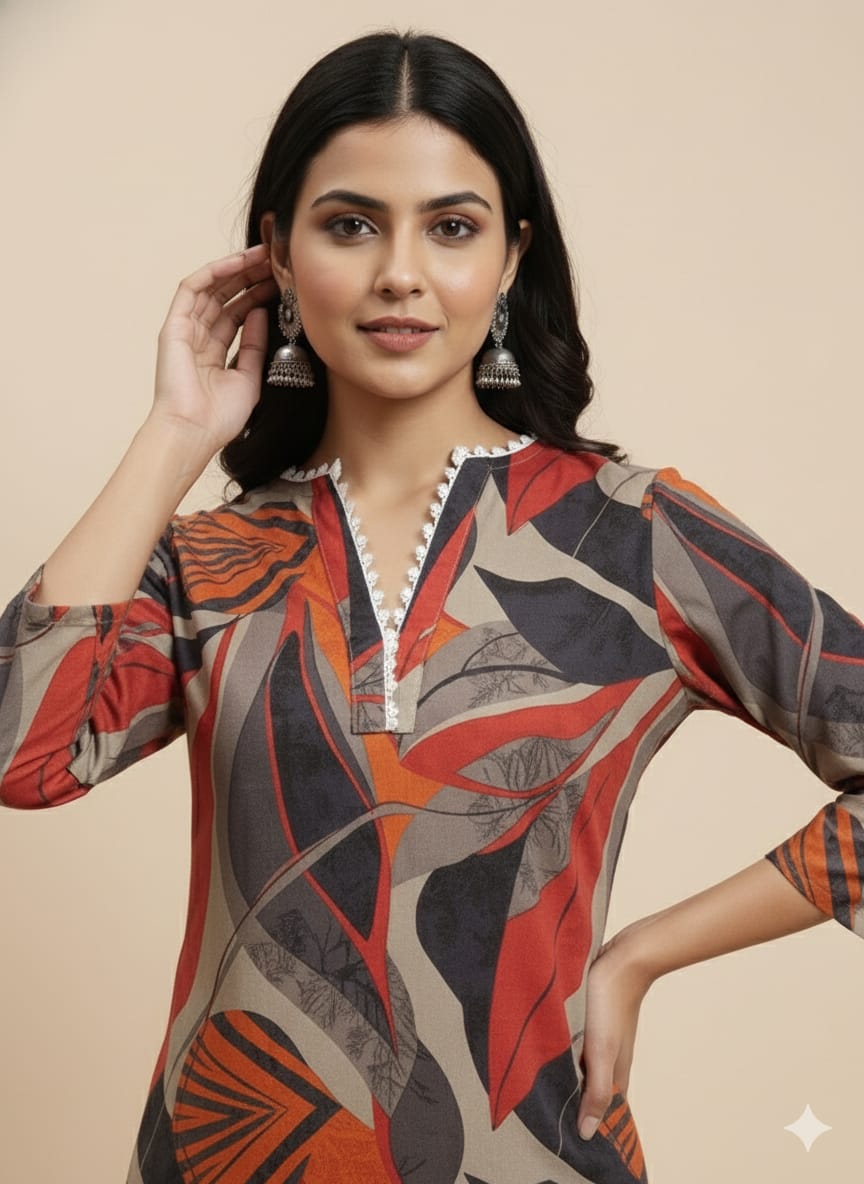 Women's Printed Cotton Kurta and Palazzo Set - Suit Sets