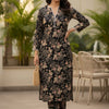 Women's Elegant Black Floral Print Cotton Suit Sets