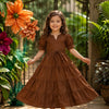 Girl Child Brown Solid Rayon One-Piece Dress