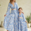 Mom & Me White Floral Printed Cotton Tie-Front Crop Top & Flared Palazzo Pant Co-ord Set