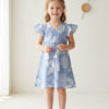Baby Girls Floral Printed Cotton Umbrella Style A-Line Dress with Flutter Sleeves