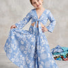 Baby Girls White Floral Printed Tie-Front Crop Top & Flared Palazzo Pant Co-ord Set