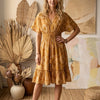 Women’s Yellow Circular Printed Cotton Kaftan A-Line Dress