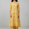 Women’s Yellow Paisley Printed Rayon Kurta Set with Straight Pants
