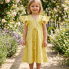 Baby Girls Yellow Rayon Umbrella Style A-Line Dress with Drawstring Waist