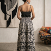 Women's Ikat Print Smocked Waist Flared Maxi Skirt