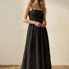 Black Smocked Maxi Dress with Spaghetti Straps