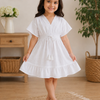 Baby Girls Snow White Smocked Waist Flared Midi Dress