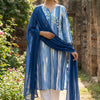 Indigo Bloom Embroidered Cotton Kurta Set with Dupatta