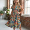 Baby Girls Cotton Tropical Leaf Printed Umbrella Style A-Line Dress