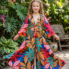 Baby Girls Multicolor Leaf Printed Tie-Front Crop Top & Flared Palazzo Pant Co-ord Set