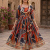 Women’s Multicolor Black Leaf Print Cotton Anarkali Kurta Set