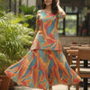Women’s Multicolor Leaf Printed Cotton Kurta with Flared Skirt Set