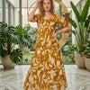 Women’s Mustard Leaf Printed Cotton Kurta with Flared Skirt Set