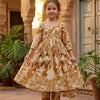 Baby Girl Yellow Leaf Print Cotton Anarkali Kurta Set